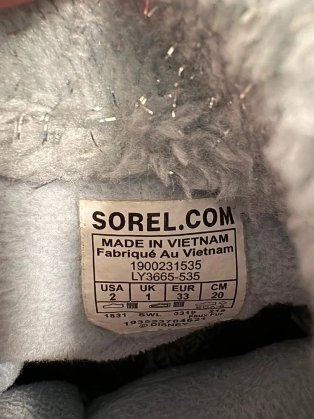 Sorel x Disney Frozen Waterproof Winter Boots Short Lace - Youth Size 2